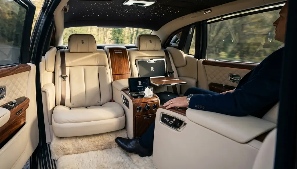 Rolls-Royce Phantom wedding chauffeur service interior, London